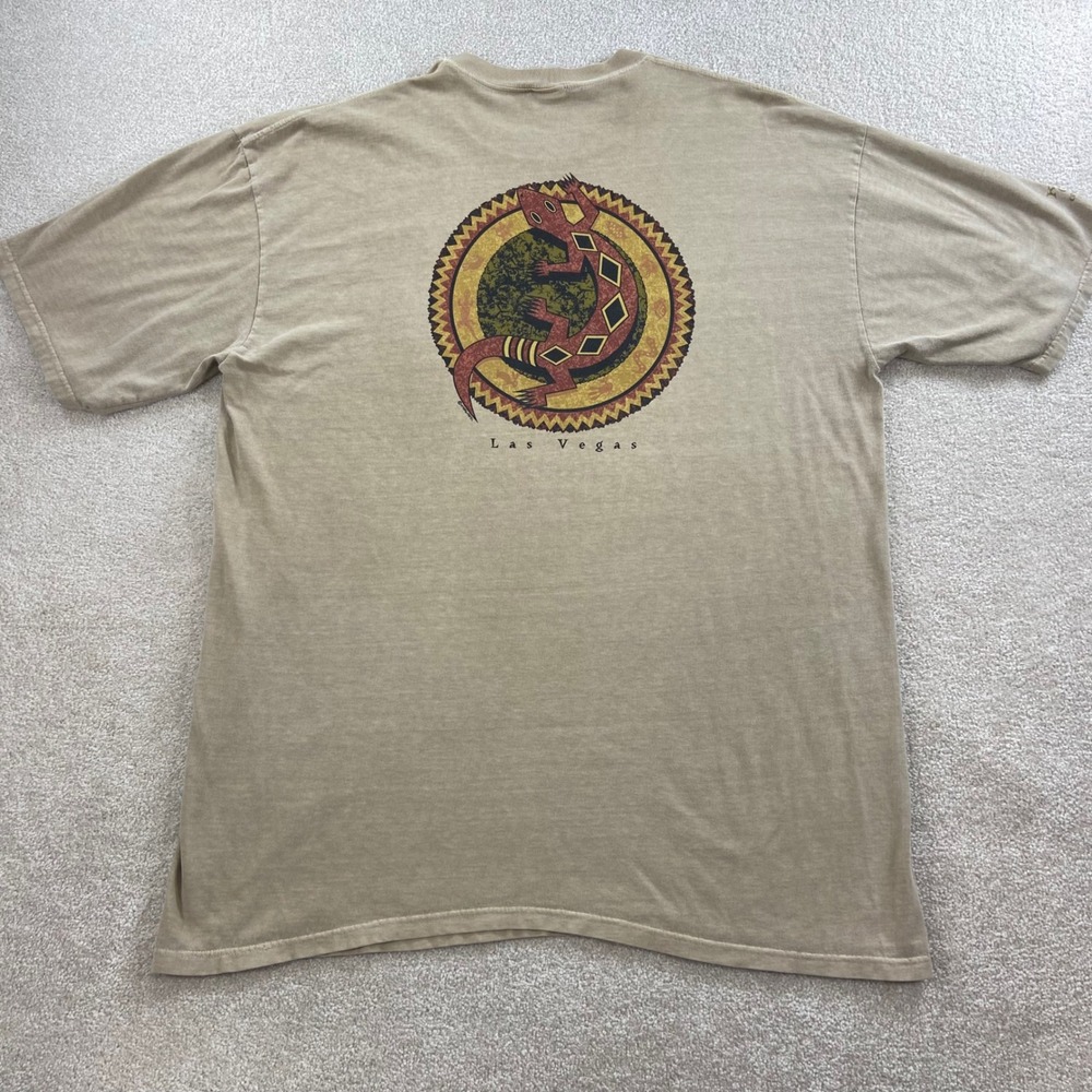Vtg Crazy Shirt T-Shirt Mens XXL Tan Kona Coffee Dyed Las Vegas Lizard Graphic